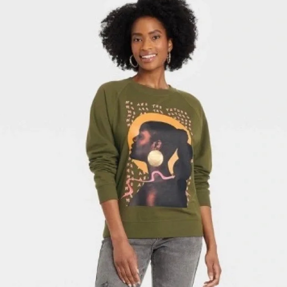 Black History Month Olive Green Pullover Sweatshirt XL Casual Collegiate Cozy